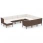 Preview: 11-tlg. Garten-Lounge-Set mit Auflagen Poly Rattan Braun