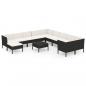 Preview: 12-tlg. Garten-Lounge-Set mit Auflagen Poly Rattan Schwarz