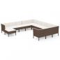 Preview: 12-tlg. Garten-Lounge-Set mit Auflagen Poly Rattan Braun