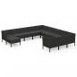 Preview: 12-tlg. Garten-Lounge-Set mit Auflagen Poly Rattan Schwarz