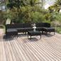 Preview: ARDEBO.de - 8-tlg. Garten-Lounge-Set mit Auflagen Poly Rattan Schwarz