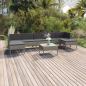 Preview: ARDEBO.de - 8-tlg. Garten-Lounge-Set mit Auflagen Poly Rattan Grau