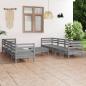 Preview: ARDEBO.de - 9-tlg. Garten-Lounge-Set Grau Kiefer Massivholz