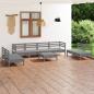 Preview: ARDEBO.de - 9-tlg. Garten-Lounge-Set Grau Massivholz Kiefer