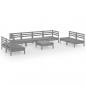 Preview: 9-tlg. Garten-Lounge-Set Grau Massivholz Kiefer