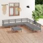 Preview: ARDEBO.de - 8-tlg. Garten-Lounge-Set Massivholz Kiefer Grau