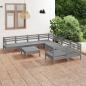 Preview: ARDEBO.de - 9-tlg. Garten-Lounge-Set Grau Massivholz Kiefer