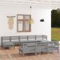 Preview: ARDEBO.de - 11-tlg. Garten-Lounge-Set Grau Massivholz Kiefer