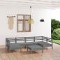 Preview: ARDEBO.de - 7-tlg. Garten-Lounge-Set Grau Massivholz Kiefer