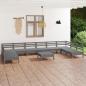 Preview: ARDEBO.de - 11-tlg. Garten-Lounge-Set Grau Massivholz Kiefer