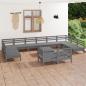 Preview: ARDEBO.de - 13-tlg. Garten-Lounge-Set Grau Massivholz Kiefer