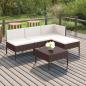 Preview: ARDEBO.de - 5-tlg. Garten-Lounge-Set mit Auflagen Poly Rattan Braun