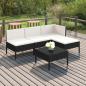 Preview: ARDEBO.de - 5-tlg. Garten-Lounge-Set mit Auflagen Poly Rattan Schwarz