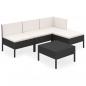 Preview: 5-tlg. Garten-Lounge-Set mit Auflagen Poly Rattan Schwarz