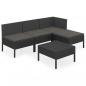 Preview: 5-tlg. Garten-Lounge-Set mit Auflagen Poly Rattan Schwarz