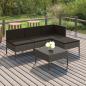 Preview: ARDEBO.de - 5-tlg. Garten-Lounge-Set mit Auflagen Poly Rattan Grau