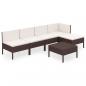 Preview: 6-tlg. Garten-Lounge-Set mit Auflagen Poly Rattan Braun