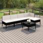 Preview: ARDEBO.de - 6-tlg. Garten-Lounge-Set mit Auflagen Poly Rattan Schwarz 