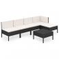 Preview: 6-tlg. Garten-Lounge-Set mit Auflagen Poly Rattan Schwarz 