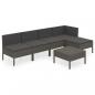 Preview: 6-tlg. Garten-Lounge-Set mit Auflagen Poly Rattan Grau