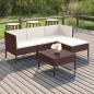 Preview: ARDEBO.de - 5-tlg. Garten-Lounge-Set mit Auflagen Poly Rattan Braun