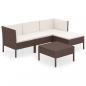 Preview: 5-tlg. Garten-Lounge-Set mit Auflagen Poly Rattan Braun