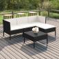 Preview: ARDEBO.de - 5-tlg. Garten-Lounge-Set mit Auflagen Poly Rattan Schwarz