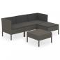 Preview: 5-tlg. Garten-Lounge-Set mit Auflagen Poly Rattan Grau