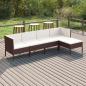 Preview: ARDEBO.de - 5-tlg. Garten-Lounge-Set mit Auflagen Poly Rattan Braun