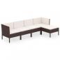 Preview: 5-tlg. Garten-Lounge-Set mit Auflagen Poly Rattan Braun