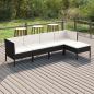 Preview: ARDEBO.de - 5-tlg. Garten-Lounge-Set mit Auflagen Poly Rattan Schwarz