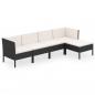 Preview: 5-tlg. Garten-Lounge-Set mit Auflagen Poly Rattan Schwarz