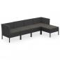 Preview: 5-tlg. Garten-Lounge-Set mit Auflagen Poly Rattan Schwarz