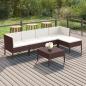 Preview: ARDEBO.de - 6-tlg. Garten-Lounge-Set mit Auflagen Poly Rattan Braun