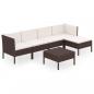 Preview: 6-tlg. Garten-Lounge-Set mit Auflagen Poly Rattan Braun