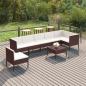 Preview: ARDEBO.de - 8-tlg. Garten-Lounge-Set mit Auflagen Poly Rattan Braun