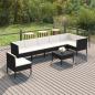 Preview: ARDEBO.de - 8-tlg. Garten-Lounge-Set mit Auflagen Poly Rattan Schwarz