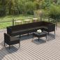 Preview: ARDEBO.de - 8-tlg. Garten-Lounge-Set mit Auflagen Poly Rattan Schwarz