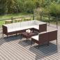 Preview: ARDEBO.de - 8-tlg. Garten-Lounge-Set mit Auflagen Poly Rattan Braun