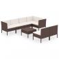 Preview: 8-tlg. Garten-Lounge-Set mit Auflagen Poly Rattan Braun