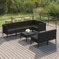 Preview: ARDEBO.de - 8-tlg. Garten-Lounge-Set mit Auflagen Poly Rattan Schwarz