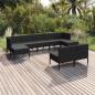 Preview: ARDEBO.de - 9-tlg. Garten-Lounge-Set mit Auflagen Poly Rattan Schwarz