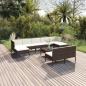 Preview: ARDEBO.de - 10-tlg. Garten-Lounge-Set mit Auflagen Poly Rattan Braun