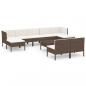 Preview: 10-tlg. Garten-Lounge-Set mit Auflagen Poly Rattan Braun