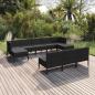 Preview: ARDEBO.de - 10-tlg. Garten-Lounge-Set mit Auflagen Poly Rattan Schwarz