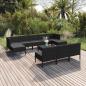 Preview: ARDEBO.de - 11-tlg. Garten-Lounge-Set mit Auflagen Poly Rattan Schwarz