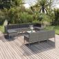 Preview: ARDEBO.de - 11-tlg. Garten-Lounge-Set mit Auflagen Poly Rattan Grau