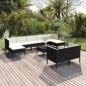 Preview: ARDEBO.de - 10-tlg. Garten-Lounge-Set mit Auflagen Poly Rattan Schwarz