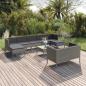 Preview: ARDEBO.de - 10-tlg. Garten-Lounge-Set mit Auflagen Poly Rattan Grau