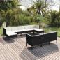 Preview: ARDEBO.de - 10-tlg. Garten-Lounge-Set mit Auflagen Poly Rattan Schwarz